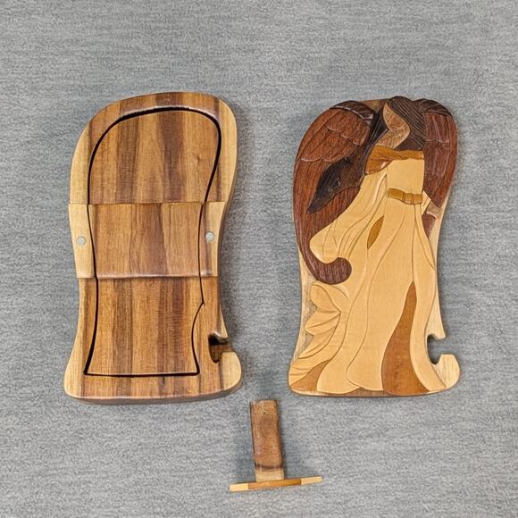 Carver Dan's Handmade Wood Angel Puzzle Jewelry Trinket Box Made in Vietnam - Picture 7 of 13